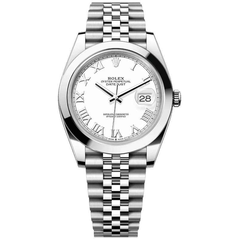 Watches with Backlight for Low-Light ConditionsRolex Datejust 41mm 126300-0016 White Roman Dial, Worn 2023