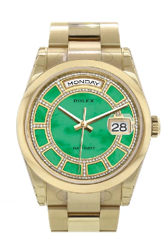 Watches with Temperature SensorRolex Day-Date 36 Carousel Green Jade Diamonds Dial Yellow Gold Watch 118208