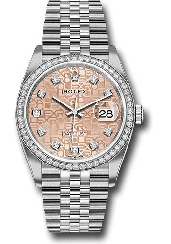 Stainless Steel Mesh Strap Watches for a Sleek LookRolex Steel Datejust 36 Watch - Diamond Bezel - Pink Jubilee Diamond Dial - Jubilee Bracelet - 126284RBR pjdj