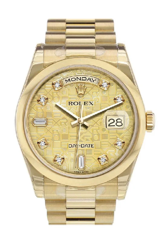 Square Dial Watches with Modern DesignRolex Day-Date 36 Champagne mother of pearl Jubilee Diamonds Dial President Yellow Gold Watch 118208