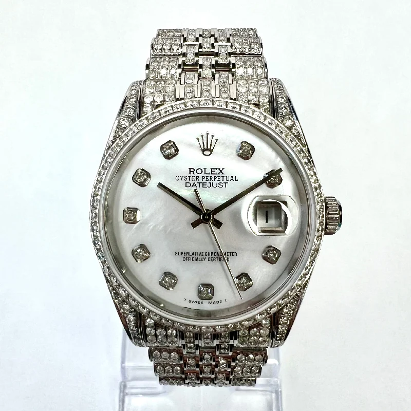 Hybrid Smartwatches with Traditional Watch AestheticsROLEX DATEJUST Automatic 36mm Steel Full Diamond Watch