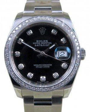 Men’s Dress Watches with Slim ProfilesRolex Datejust 116200 Black Diamond Bezel Dial 36mm Stainless Steel Oyster