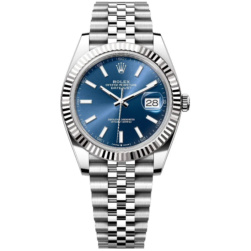 Stainless Steel Dress Watches for BusinessmenRolex Datejust 41mm 126334-0002 Blue Index Dial, Unworn 2024