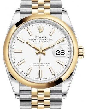 Watches with Engraved Dials for PersonalizationRolex Datejust 36 Yellow Gold/Steel White Index Dial & Smooth Domed Bezel Jubilee Bracelet 126203