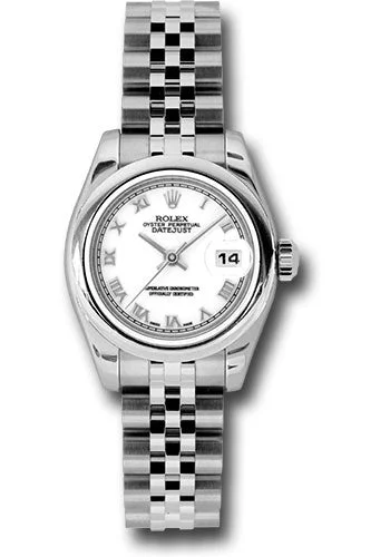 Fashionable Quartz Watches for Women with Leather StrapsRolex Steel Lady-Datejust 26 Watch - Domed Bezel - White Roman Dial - Jubilee Bracelet - 179160 wrj