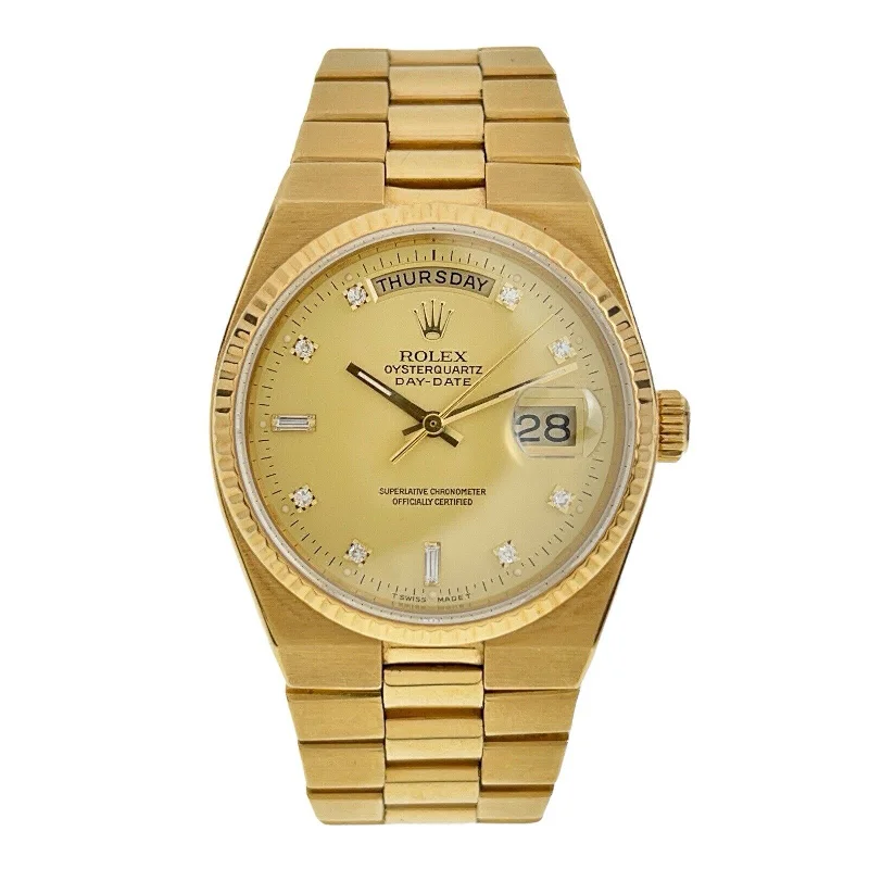 Watches with Engraved Dials for PersonalizationRolex Day-Date Oysterquartz 18k Yellow Gold 36mm Automatic Men’s Watch 19018