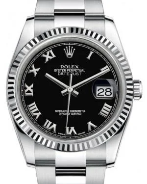 Dressy Watches for Evening EventsRolex Datejust 36 White Gold/Steel Black Roman Dial & Fluted Bezel Oyster Bracelet 116234