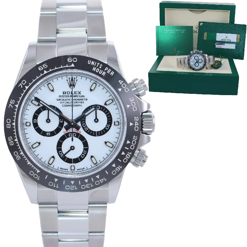 Mechanical Watches with Hand-Winding MechanismMINT 2020 PAPERS Rolex Daytona 116500LN White Ceramic Panda Chrono Steel Watch