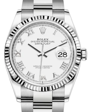 Casual Watches for Weekend OutingsRolex Datejust 36mm White Gold/Steel White Roman Dial & Fluted Bezel Oyster Bracelet 126234 - NEW