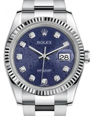 Minimalist Analog Watches for Everyday WearRolex Datejust 36 White Gold/Steel Blue Juibilee Diamond Dial & Fluted Bezel Oyster Bracelet 116234