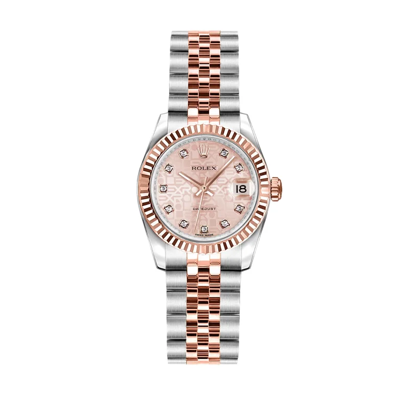 Watches with Backlight for Low-Light ConditionsRolex Lady Datejust 26mm 179171 Rose Gold, Pink Jubilee Diamond Dial, Worn 2015