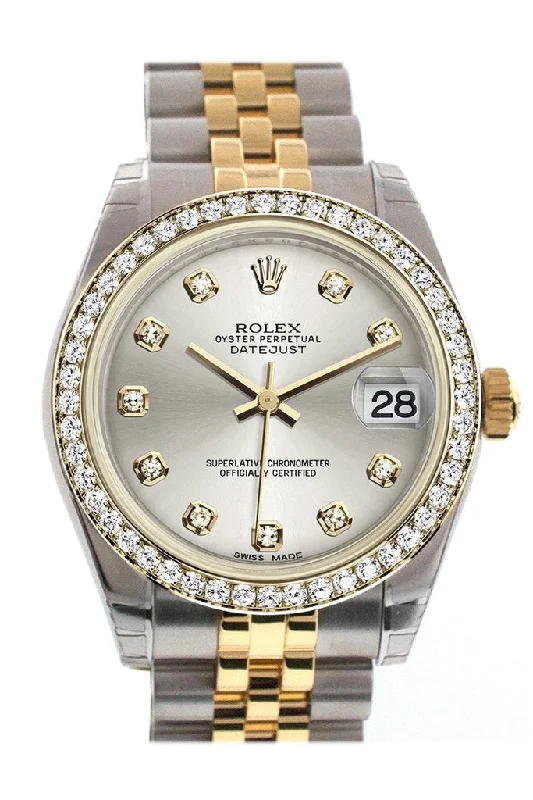 Classic Style Watches for Timeless AppealRolex Datejust 31 Silver Diamond Dial Diamond Bezel Jubilee Yellow Gold Two Tone Watch 178383