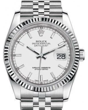 Vintage Style Mechanical Watches for CollectorsRolex Datejust 36 White Gold/Steel White Index Dial & Fluted Bezel Jubilee Bracelet 116234