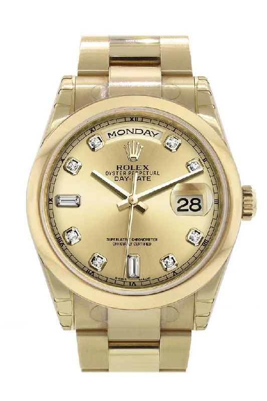 Classic Style Watches for Timeless AppealRolex Day-Date 36 Champagne Diamonds Dial Yellow Gold Watch 118208