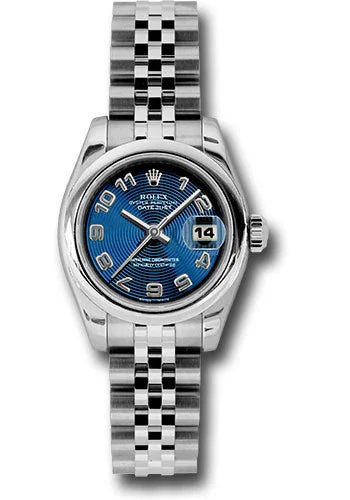 Casual Watches for Weekend OutingsRolex Steel Lady-Datejust 26 Watch - Domed Bezel - Blue Concentric Circle Arabic Dial - Jubilee Bracelet - 179160 blcaj