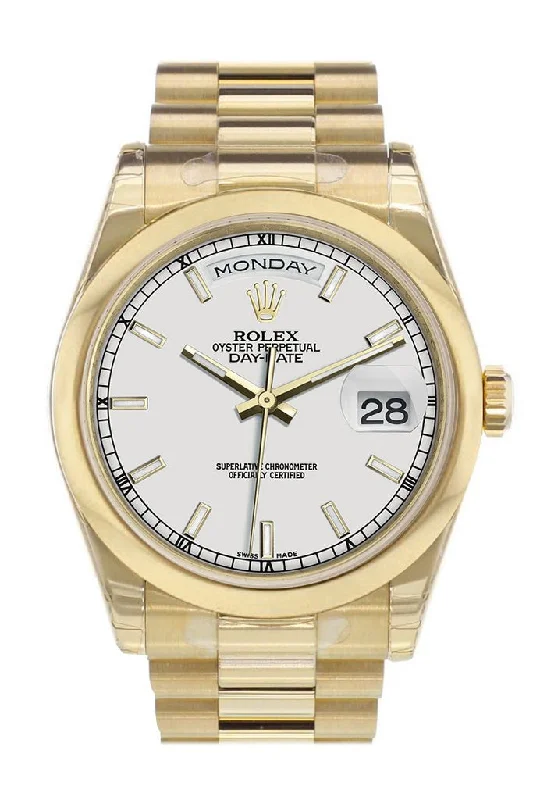 Hybrid Smartwatches with Traditional Watch AestheticsRolex Day-Date 36 White Dial President Yellow Gold Watch 118208