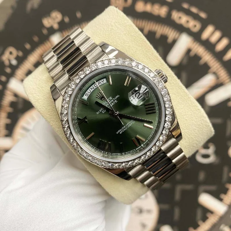 Budget-Friendly Quartz Watches for StudentsRolex Day-Date 40 Presidential 228349RBR Diamond Bezel Olive Green Dial