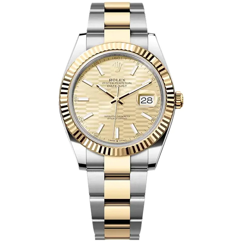 Luxury Brand Automatic Watches for MenRolex Datejust 41mm 126333-0021 Yellow Gold Motif Index Dial, Oyster Bracelet, Unworn 2024