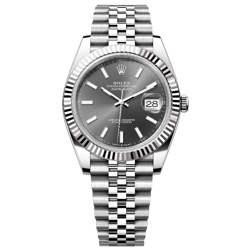 Watches with Glossy Finish Cases for a Shiny AppealRolex Datejust 41mm 126334-0014 Dark Rhodium Index Dial, Unworn 2024