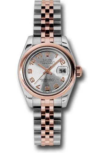 Women’s Watches with Swarovski CrystalsRolex Steel and Everose Gold Rolesor Lady Datejust 26 Watch - Domed Bezel - Silver Concentric Circle Arabic Dial - Jubilee Bracelet - 179161 scaj