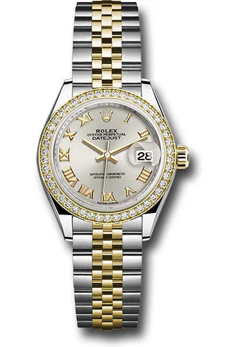 Stainless Steel Mesh Strap Watches for a Sleek LookRolex Steel and Yellow Gold Rolesor Lady-Datejust 28 Watch - Diamond Bezel - Silver Roman Dial - Jubilee Bracelet - 279383RBR srj