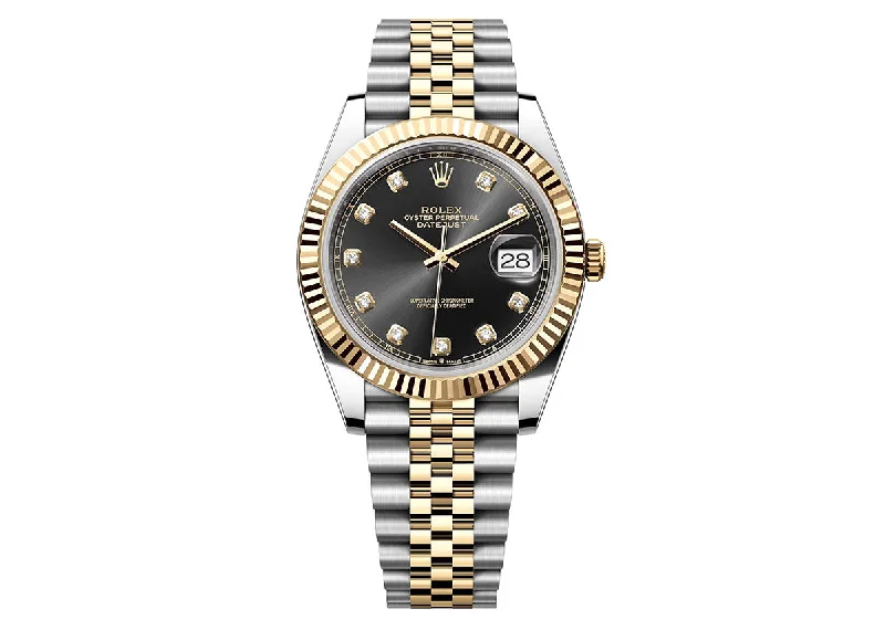 Vintage Style Mechanical Watches for CollectorsRolex Datejust 41mm 126333 Two-Tone Jubilee Black Diamond Dial