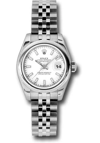 Solar-Powered Watches for Eco-Conscious UsersRolex Steel Lady-Datejust 26 Watch - Domed Bezel - White Index Dial - Jubilee Bracelet - 179160 wsj