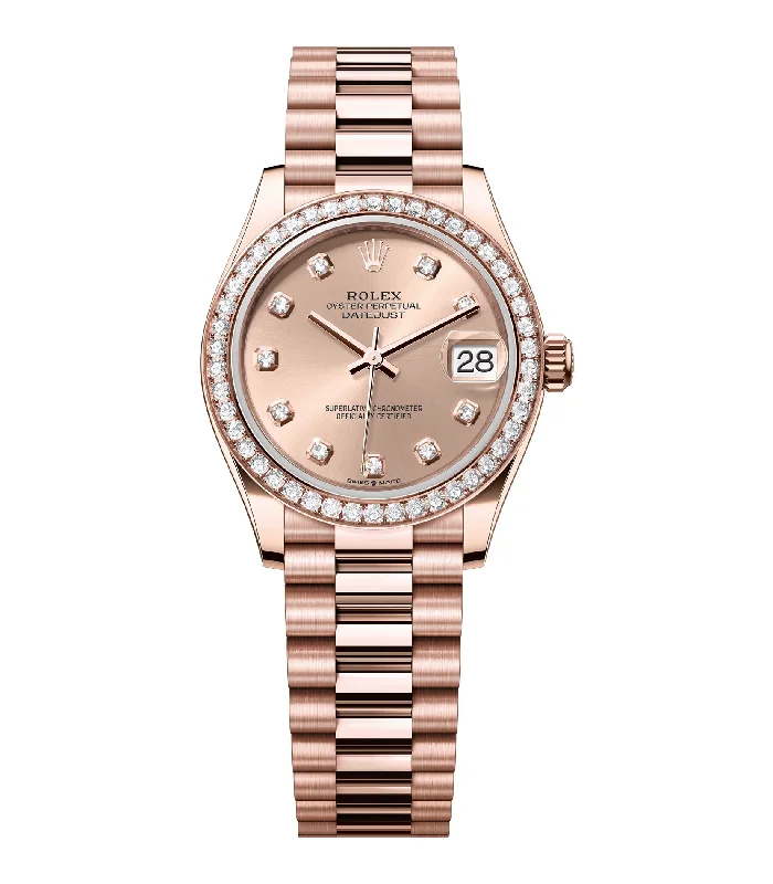 Solar-Powered Watches for Eco-Conscious Users31mm 18k Everose Gold President Diamond Bezel Rose Diamond Dial