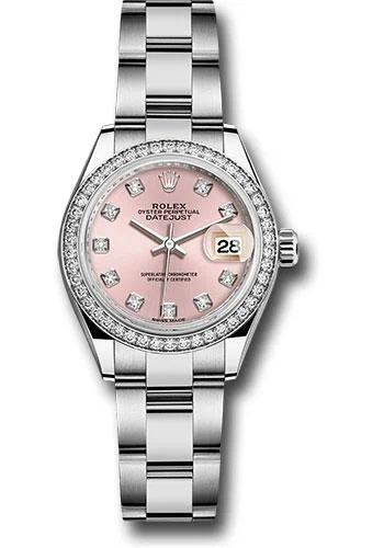 Digital Watches with Timer FunctionRolex Steel and White Gold Rolesor Lady-Datejust 28 Watch - 44 Diamond Bezel - Pink Diamond Dial - Oyster Bracelet - 279384RBR pdo