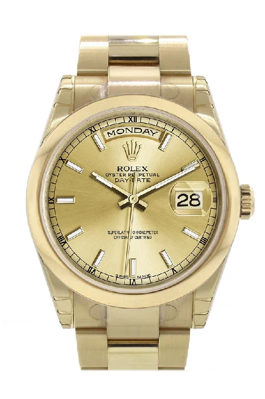 Men’s Watches with Date Display WindowRolex Day-Date 36 Champagne Dial Yellow Gold Watch 118208