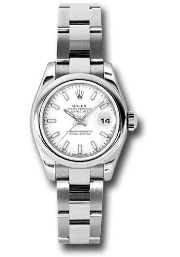 Watches with Engraved Dials for PersonalizationRolex Steel Lady-Datejust 26 Watch - Domed Bezel - White Index Dial - Oyster Bracelet - 179160 wso