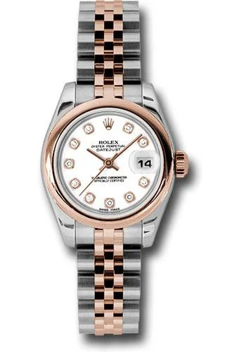 Men’s Dress Watches with Slim ProfilesRolex Steel and Everose Gold Rolesor Lady Datejust 26 Watch - Domed Bezel - White Diamond Dial - Jubilee Bracelet - 179161 wdj