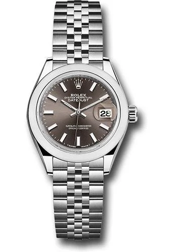 Luxury Brand Automatic Watches for MenRolex Steel Lady-Datejust 28 Watch - Domed Bezel - Dark Grey Index Dial - Jubilee Bracelet - 279160 dgij