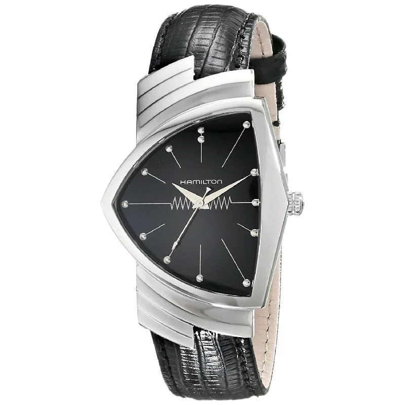 Watches with Braided Straps for a Handmade TouchHamilton Men's H24411732 Ventura Black Leather Watch