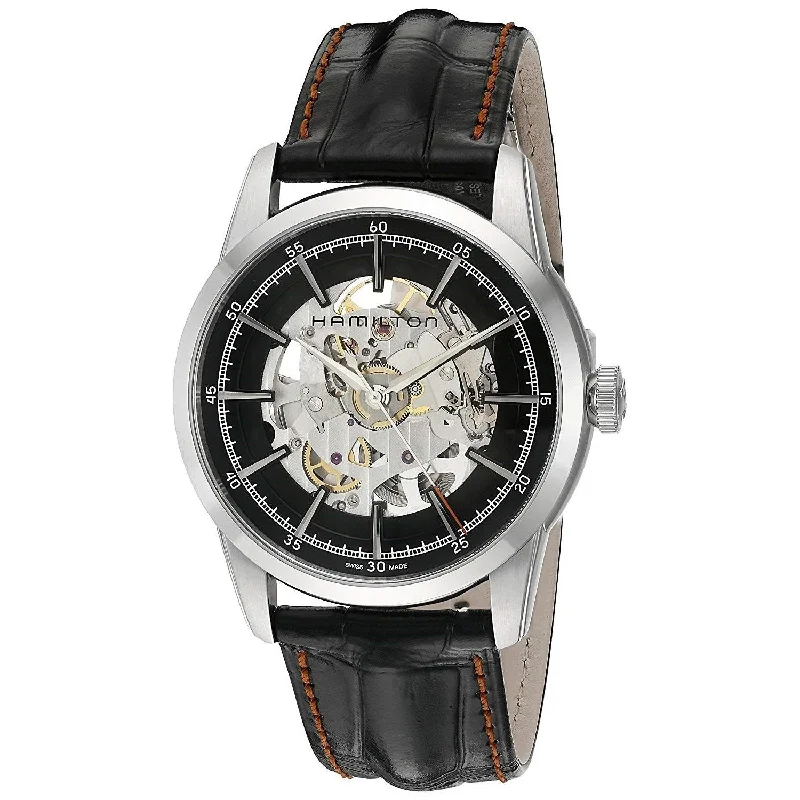 Analog-Digital Hybrid Watches for Dual FunctionalityHamilton Men's H40655731 Railroad Skeleton Automatic Black Leather Watch