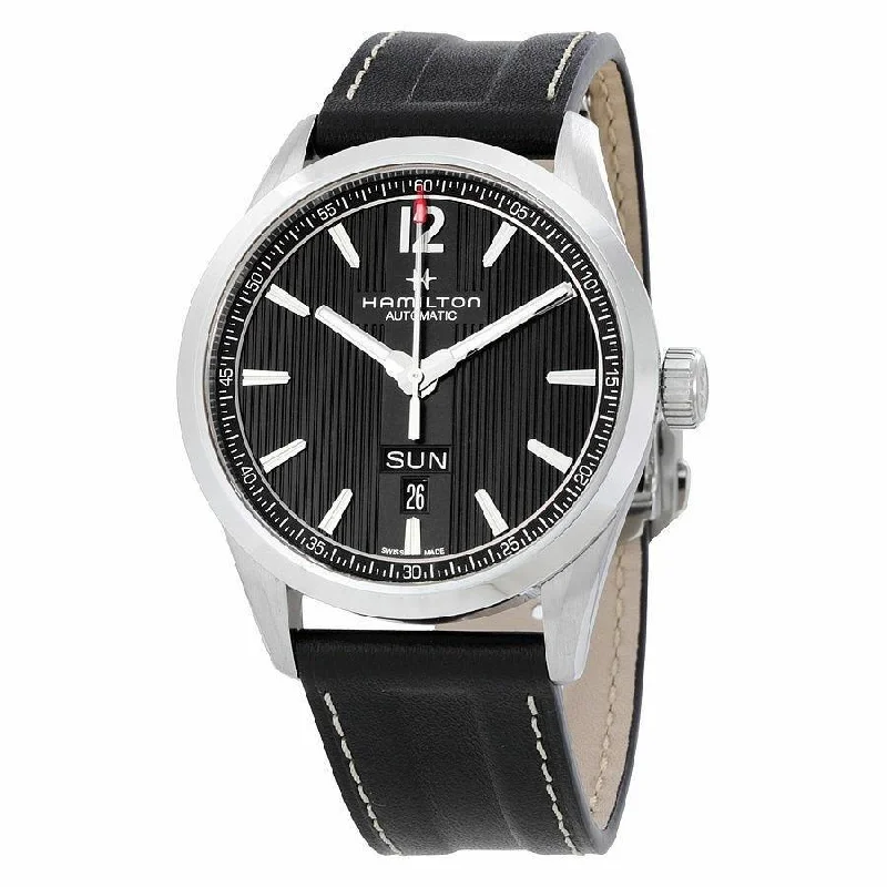 Watches with Matte Finish Cases for a Sophisticated LookHamilton Men's H43515735 Broadway Black Leather Watch