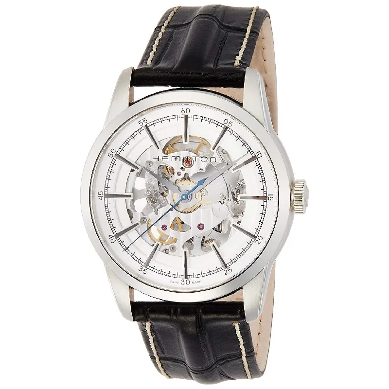 Casual Watches for Weekend OutingsHamilton Men's H40655751 Railroad Skeleton Automatic Black Leather Watch