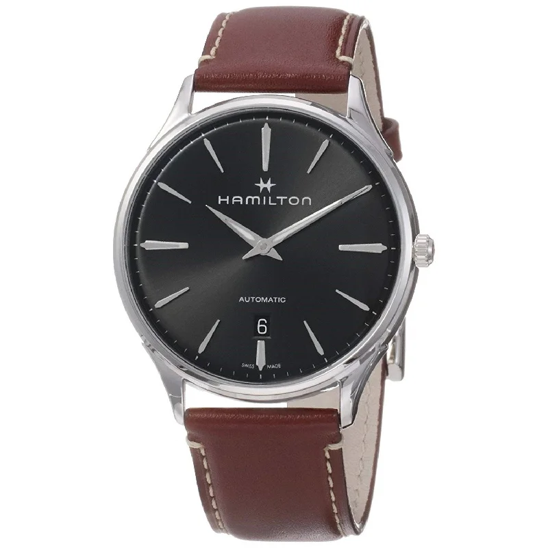 Watches with Matte Finish Cases for a Sophisticated LookHamilton Men's H38525881 Jazzmaster Automatic Brown Leather Watch