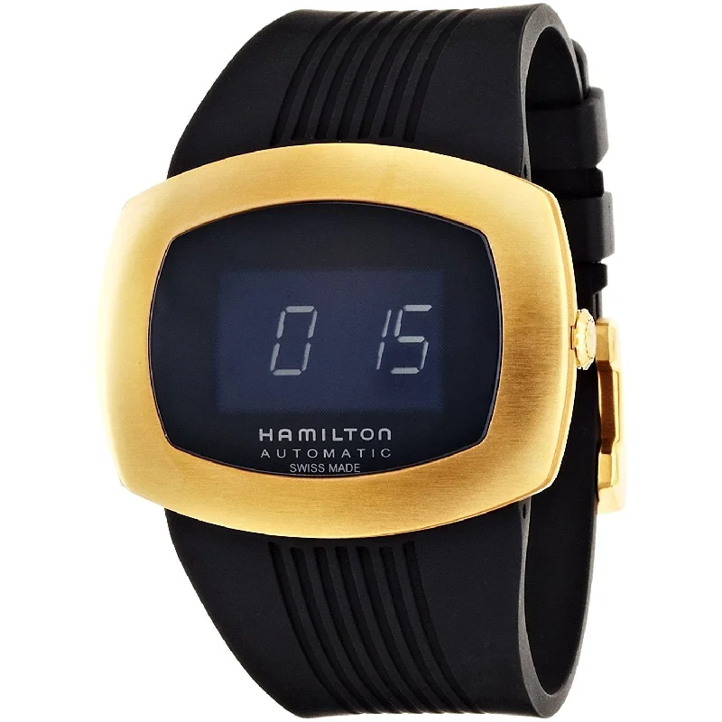 Square Dial Watches with Modern DesignHamilton Men's H52545339 Pulsomatic Digital  Black Rubber Watch