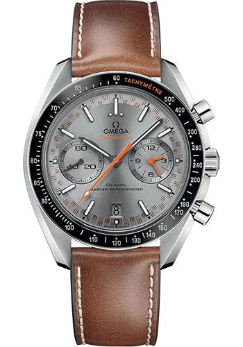 Solar-Powered Watches for Eco-Conscious UsersOmega Speedmaster Racing Co-Axial Master Chronograph Watch - 44.25 mm Steel Case - Black Ceramic Bezel - Sun Brushed Grey Dial - Brown Leather Strap - 329.32.44.51.06.001