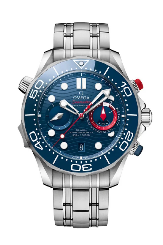 Wristwatches with Second Time Zone FeatureOmega Seamaster Diver 300M Chronograph America's Cup 210.30.44.51.03.002