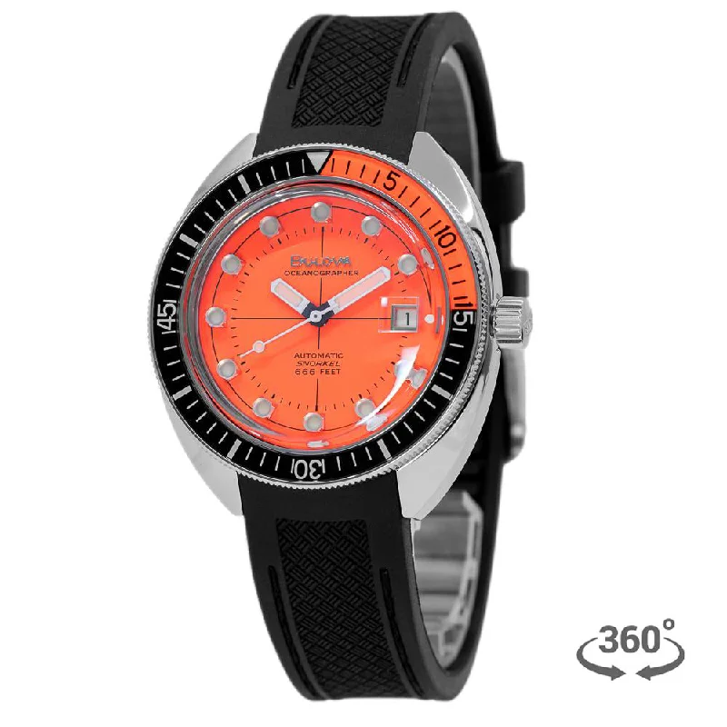 Military Style Watches with Luminescent HandsBulova Men's 96B350 Archive Orange Dial Watch