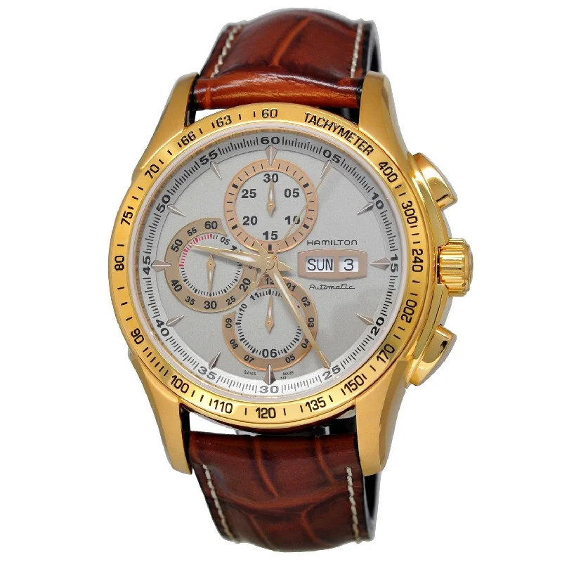 Classic Style Watches for Timeless AppealHamilton Men's H32836551 Jazzmaster Lord Chronograph Automatic 18kt Yellow Gold Brown Leather Watch