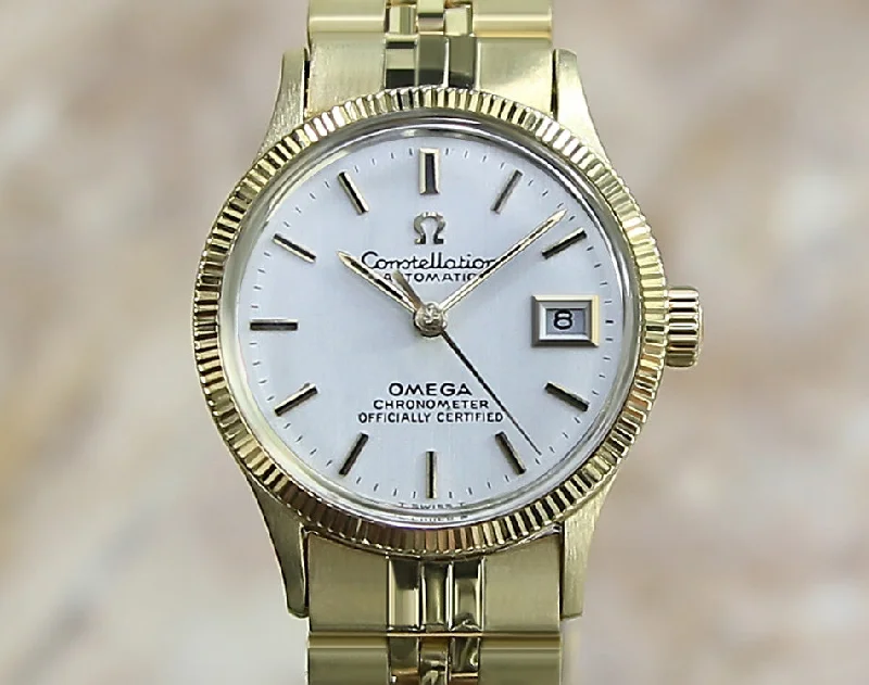 Watches with Two-Tone Cases for a Stylish AppearanceOmega Constellation 25mm Ladies 18k Gold Bezel SS 1965 Watch