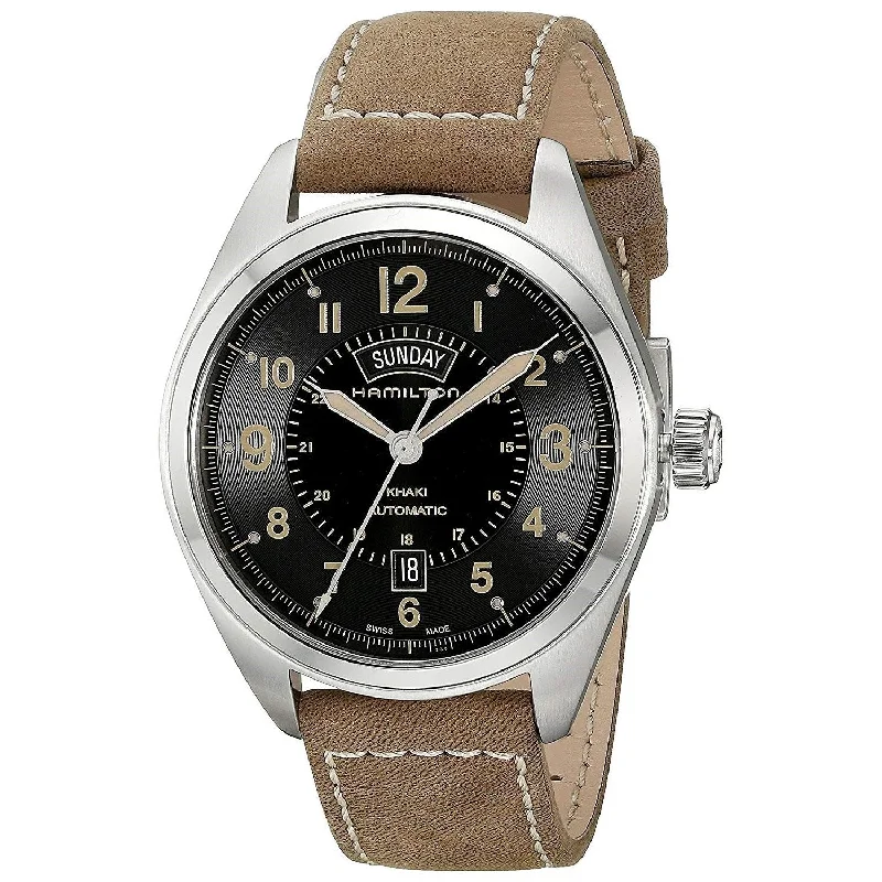 Digital Watches with Timer FunctionHamilton Men's H70505833 Khaki Field Brown Leather Watch