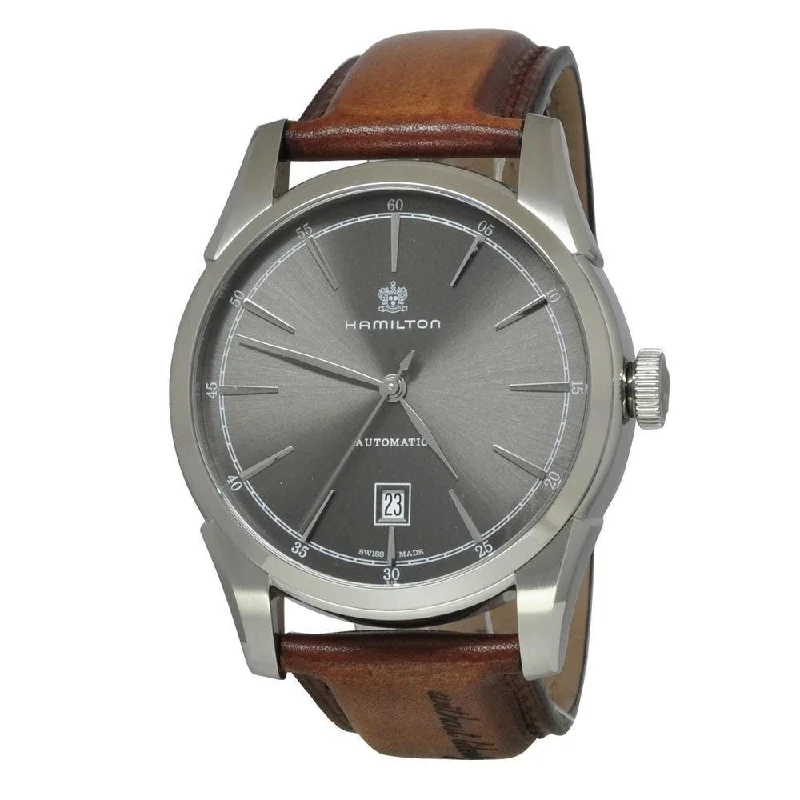 Watches with Embossed Dials for a Textured LookHamilton Men's H42415591 Spirit of Liberty Automatic Brown Leather Watch