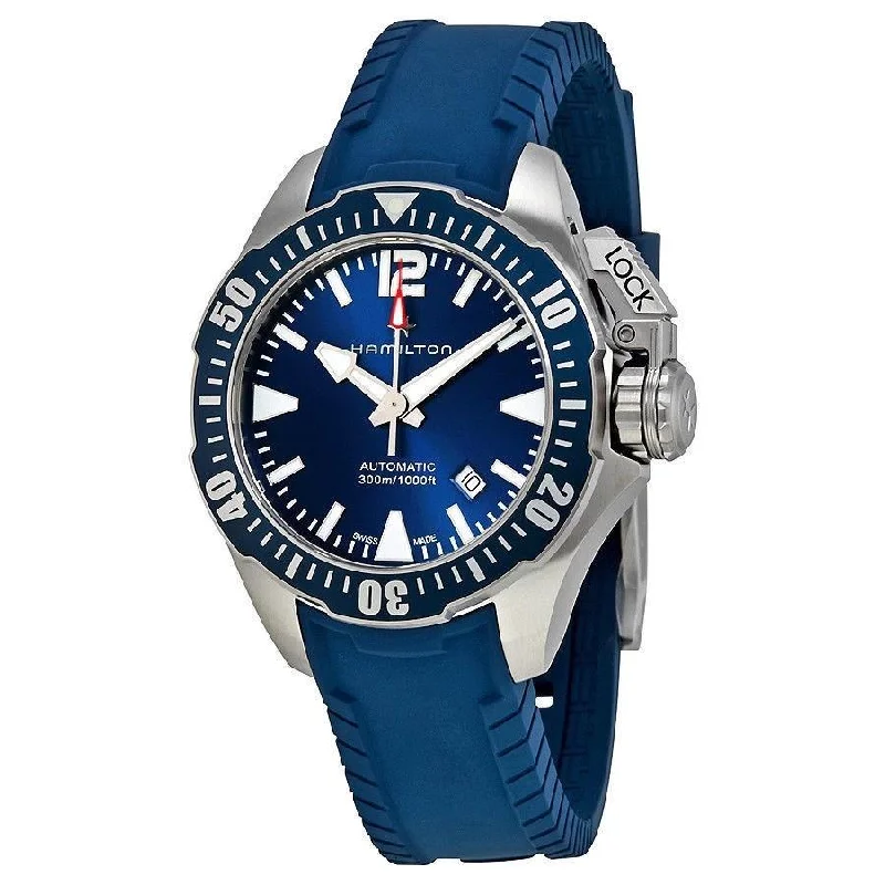 Watches with Temperature SensorHamilton Men's H77705345 Khaki Navy Automatic Blue Rubber Watch