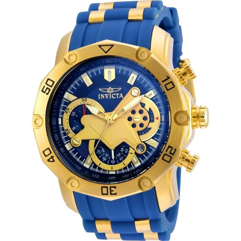 Adjustable Strap Watches for Perfect FitInvicta Men's 22798 Pro Diver Scuba Blue and Gold-tone Polyurethane and Stainless Steel Watch