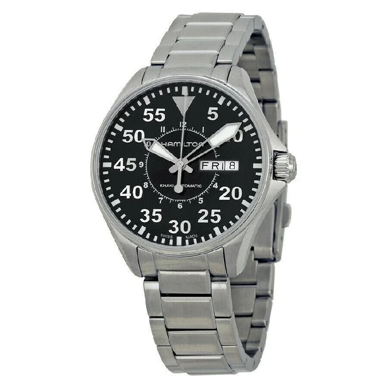 Traveler’s Watches with World Time FunctionHamilton Men's H64425135 Aviation Stainless Steel Watch