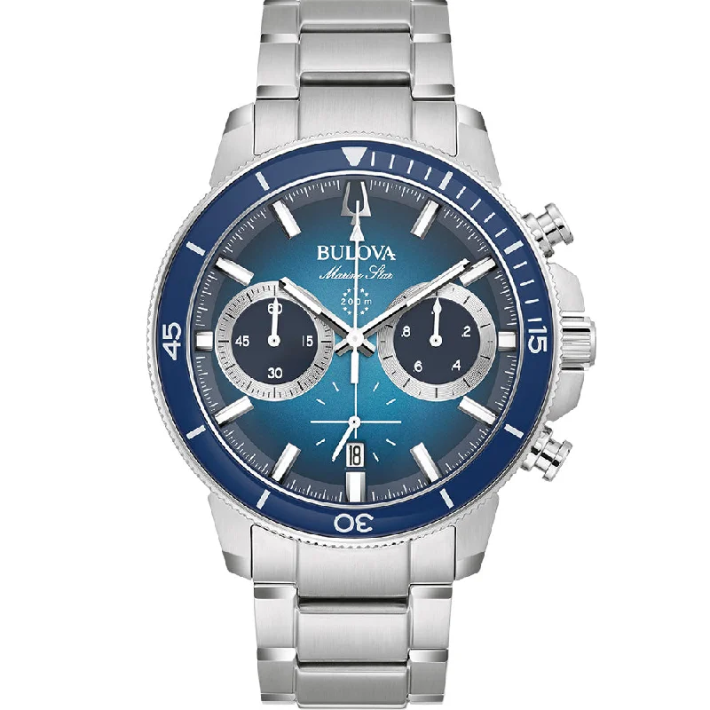 Mechanical Watches with Hand-Winding MechanismBulova Marine Star 96B380 Chronograph